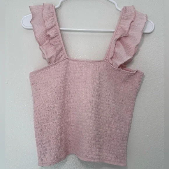 Elegant Ruffled Pink Crop Top - Picture 1 of 6